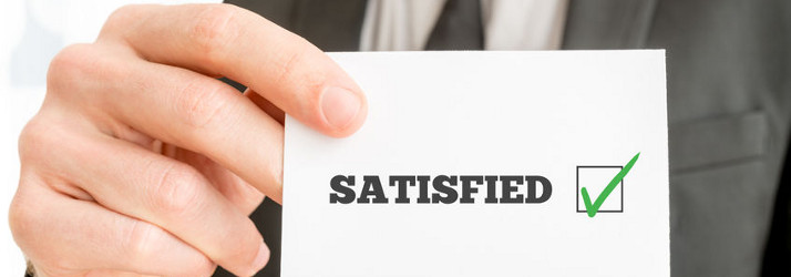 Hand Holding Business Card with Satisfied Check Box